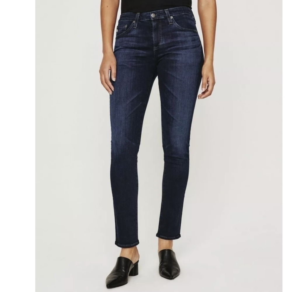 Ag Anthro Prima Mid Rise Jeans in "2 Years Shelter" dark blue size 24